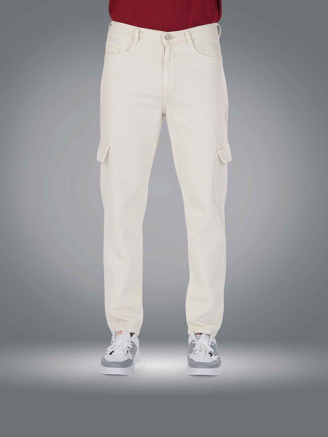 me Queen Men Straight Fit Mid-Rise Low Distress Cotton Cargo Jeans - view 1