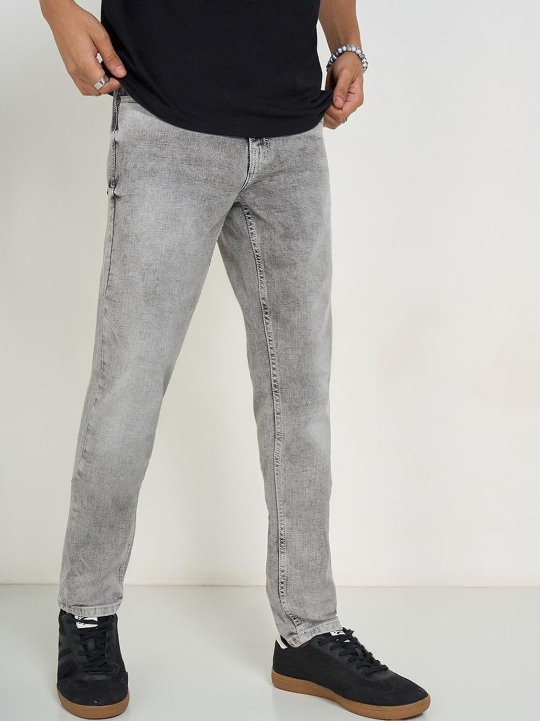 SF JEANS by Pantaloons Men Slim Fit Mid-Rise Heavy Fade Jeans - view 1