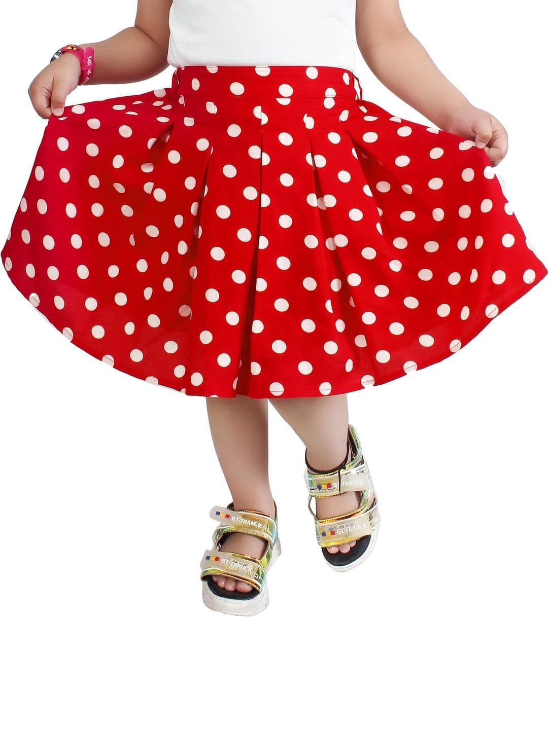 Klowvila Fashion Girls Red Polka Dot Printed Box Pleat Skirt - view 1