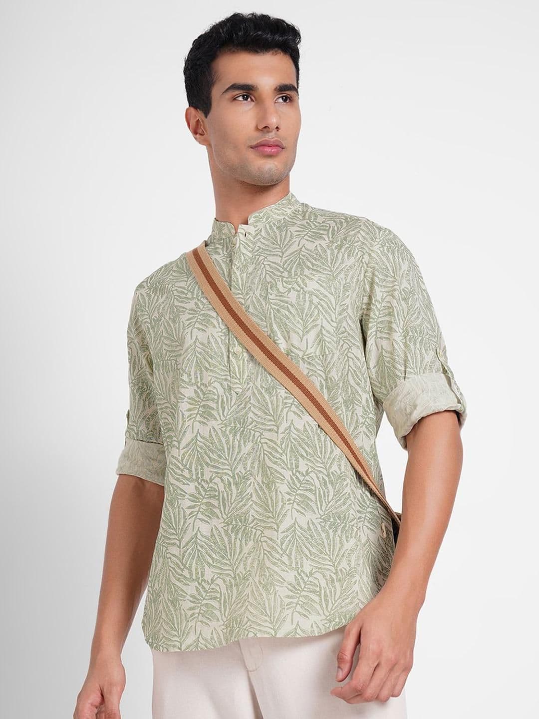 indus route by Pantaloons Men Floral Printed Cotton Kurta - view 1