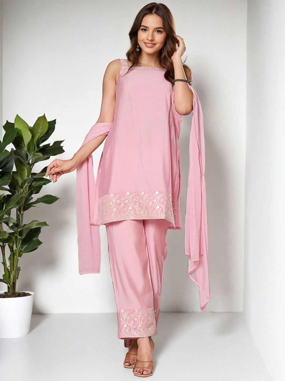 SZN Women Embroidered Regular Kurta with Trousers & With Dupatta - view 1