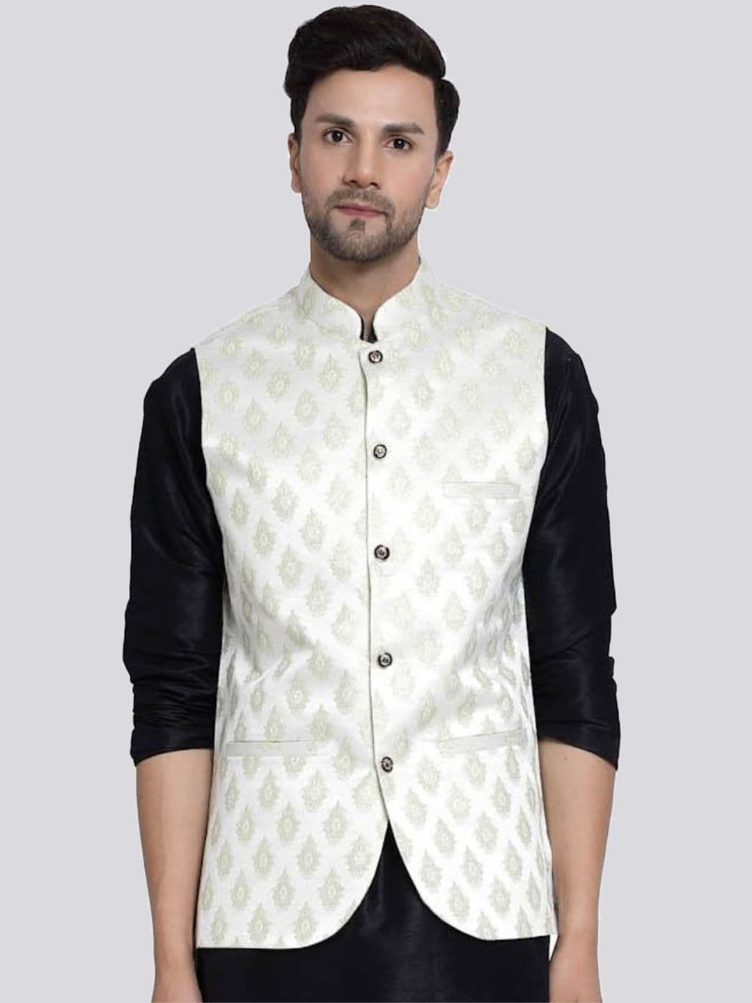 TS LIFESTYLE Woven Designed Mandarin Collar Nehru Jackets - view 1