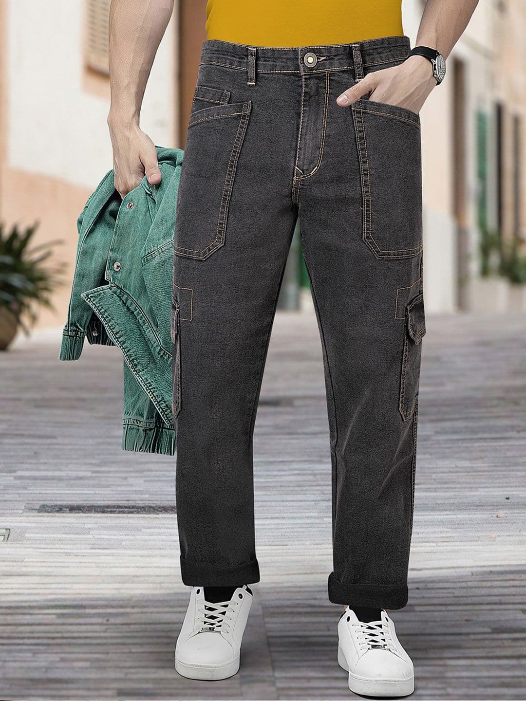 RIG BONE Men Loose Relaxed Fit Mid-Rise Light Fade Stretchable Jeans - view 1