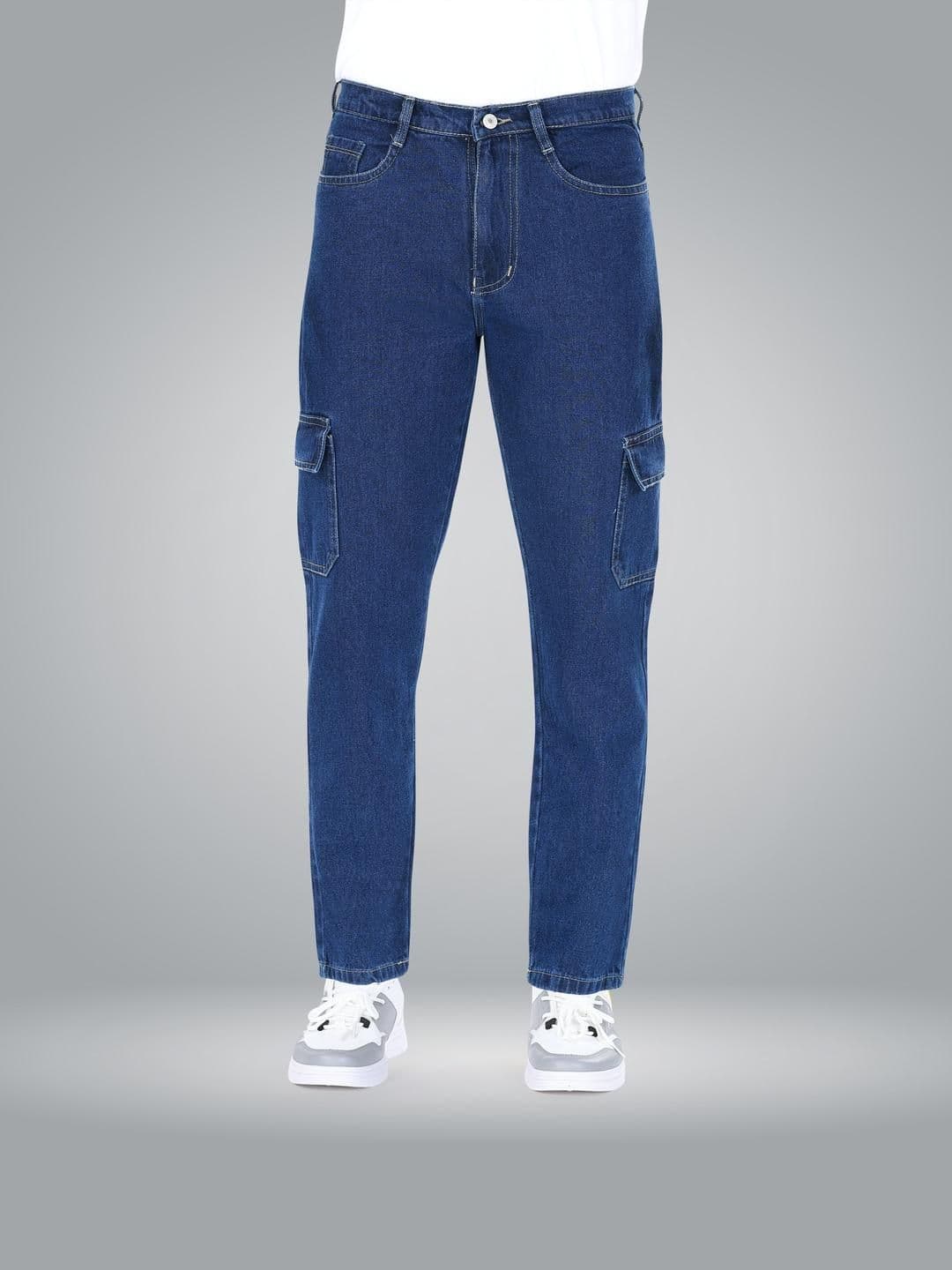 me Queen Men Straight Fit Low-Rise Low Distress Cotton Cargo Jeans - view 1