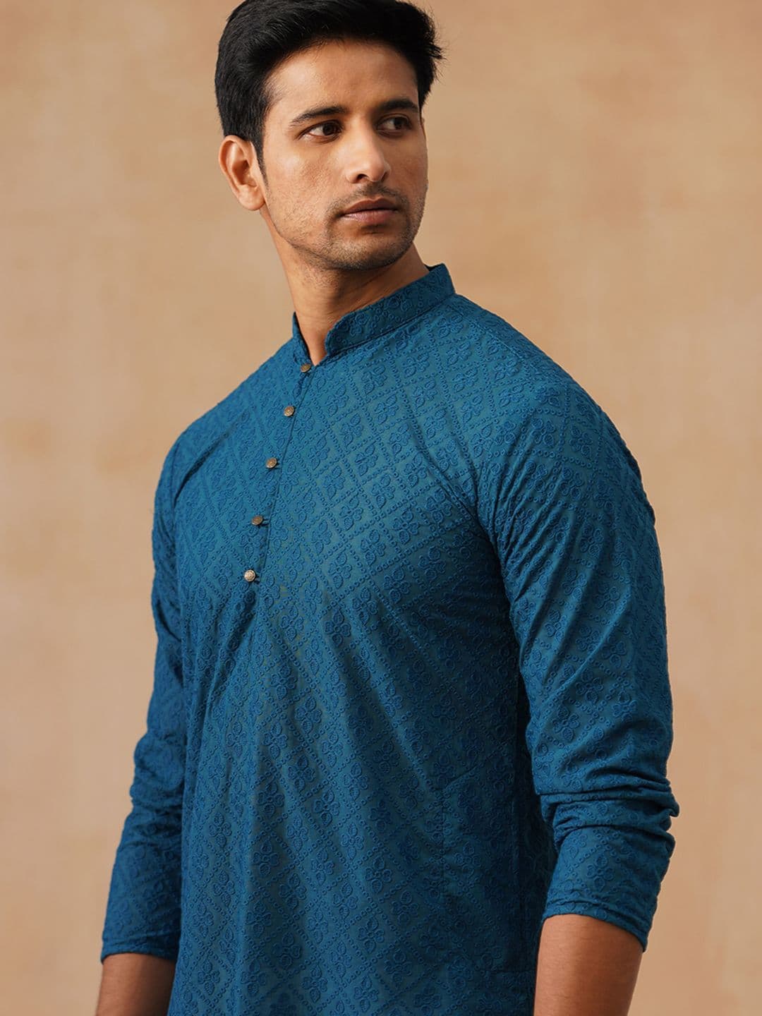 Jompers Men Floral Printed Festive Pure Cotton Straight Kurta - view 1