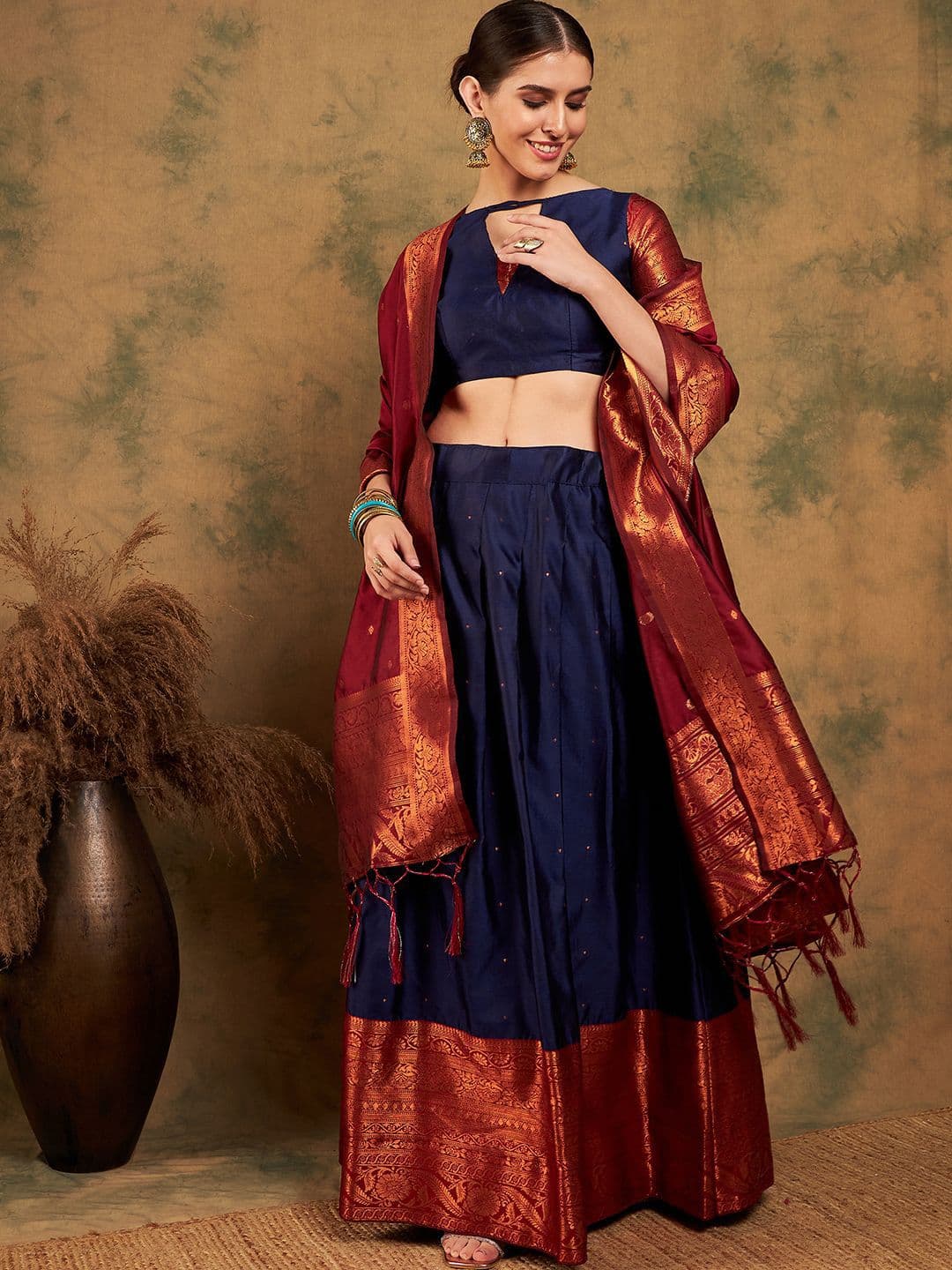 Maroosh Semi-Stitched Lehenga & Unstitched Blouse With Dupatta - view 1