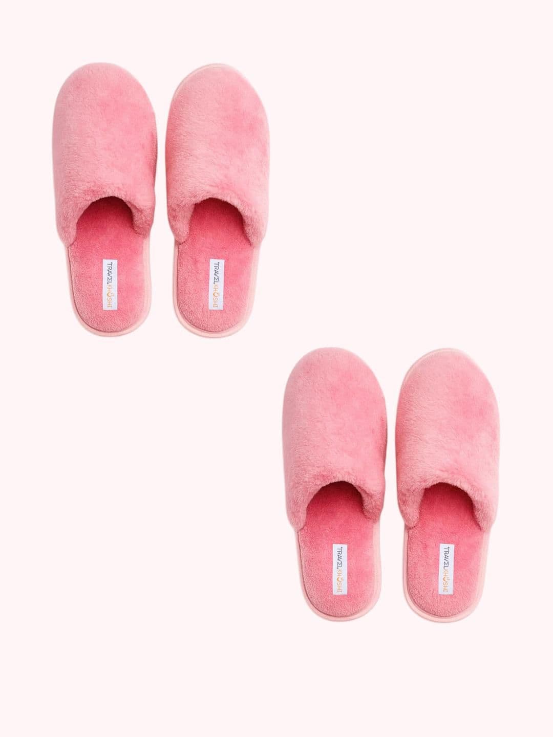 TRAVELKHUSHI Unisex Combo Pink Slip-On Soft Fur Home Slippers - view 1