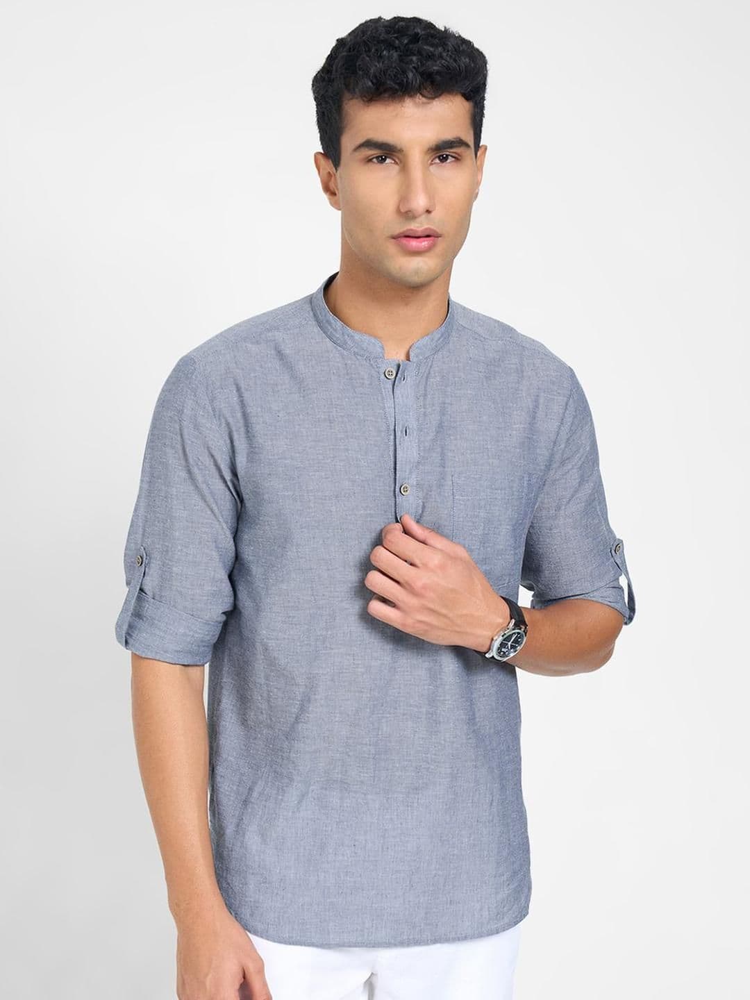 indus route by Pantaloons Men Mandarin Collar Kurta - view 1