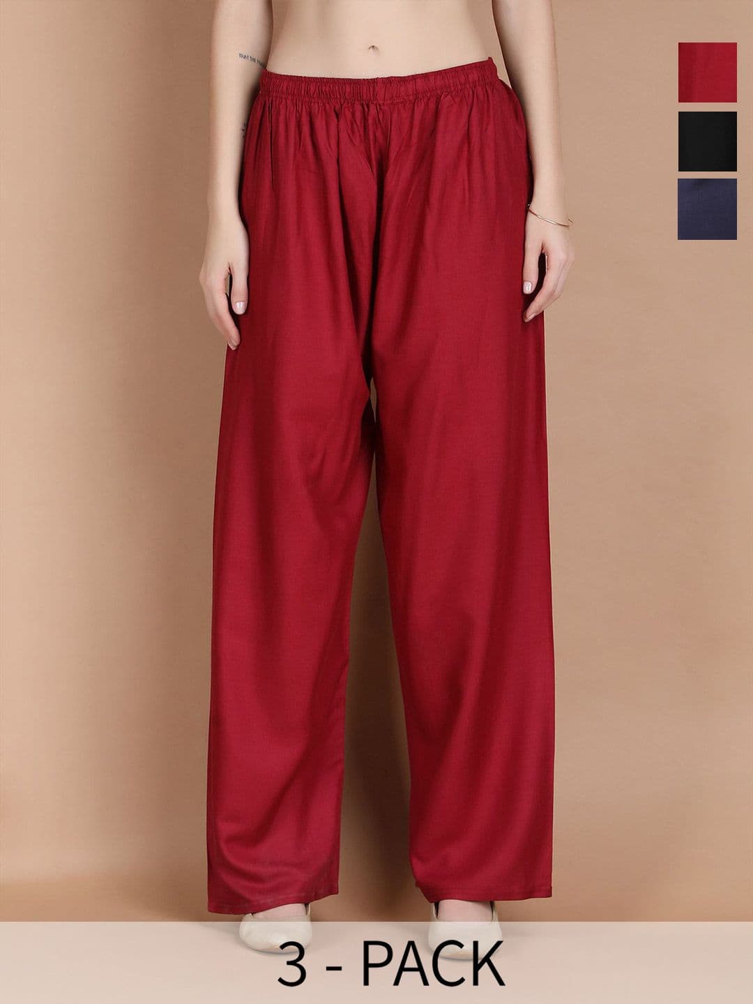 MICHAEL KOVLIN Women Plus Size Pack of 3 Wide Leg Rayon Palazzo - view 1