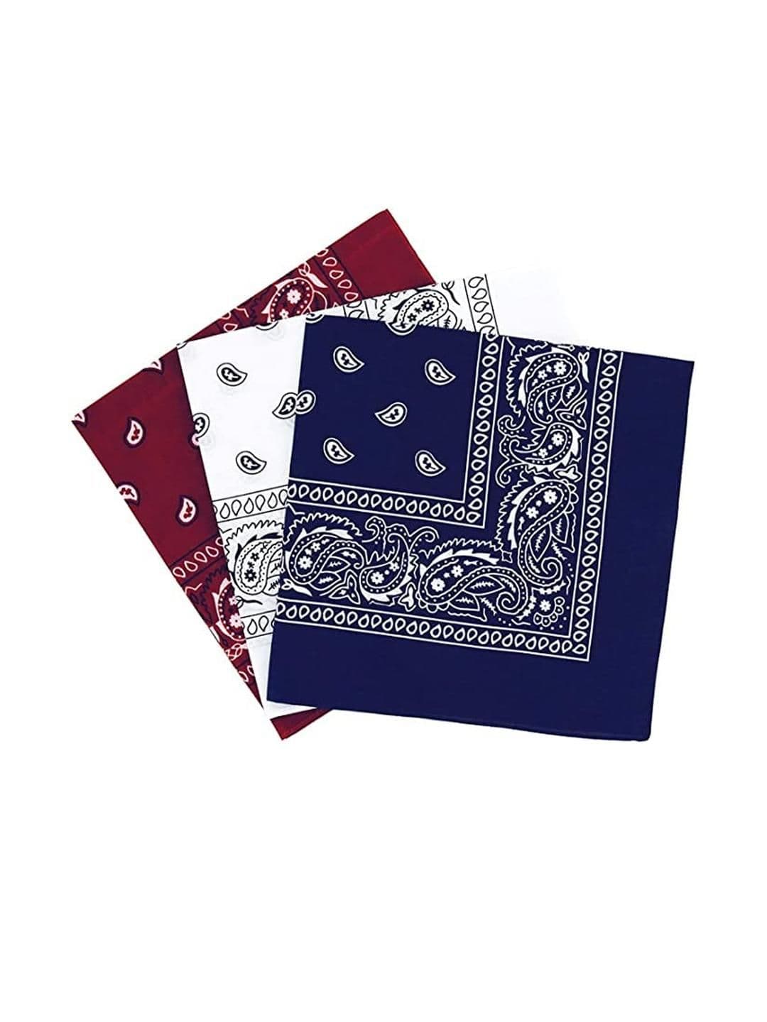 Aadikart Unisex Set of 3 Maroon, White, Navy Blue Bandana Headbands - view 1