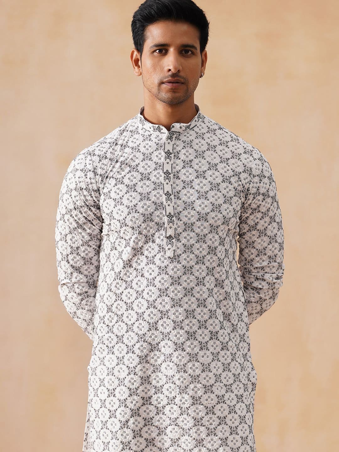 Jompers Floral Embroidered Thread Work Straight Kurta - view 1