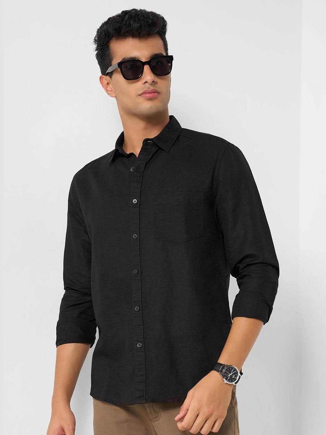 Peregrine by Pantaloons Spread Collar Linen Cotton Casual Shirt - view 1