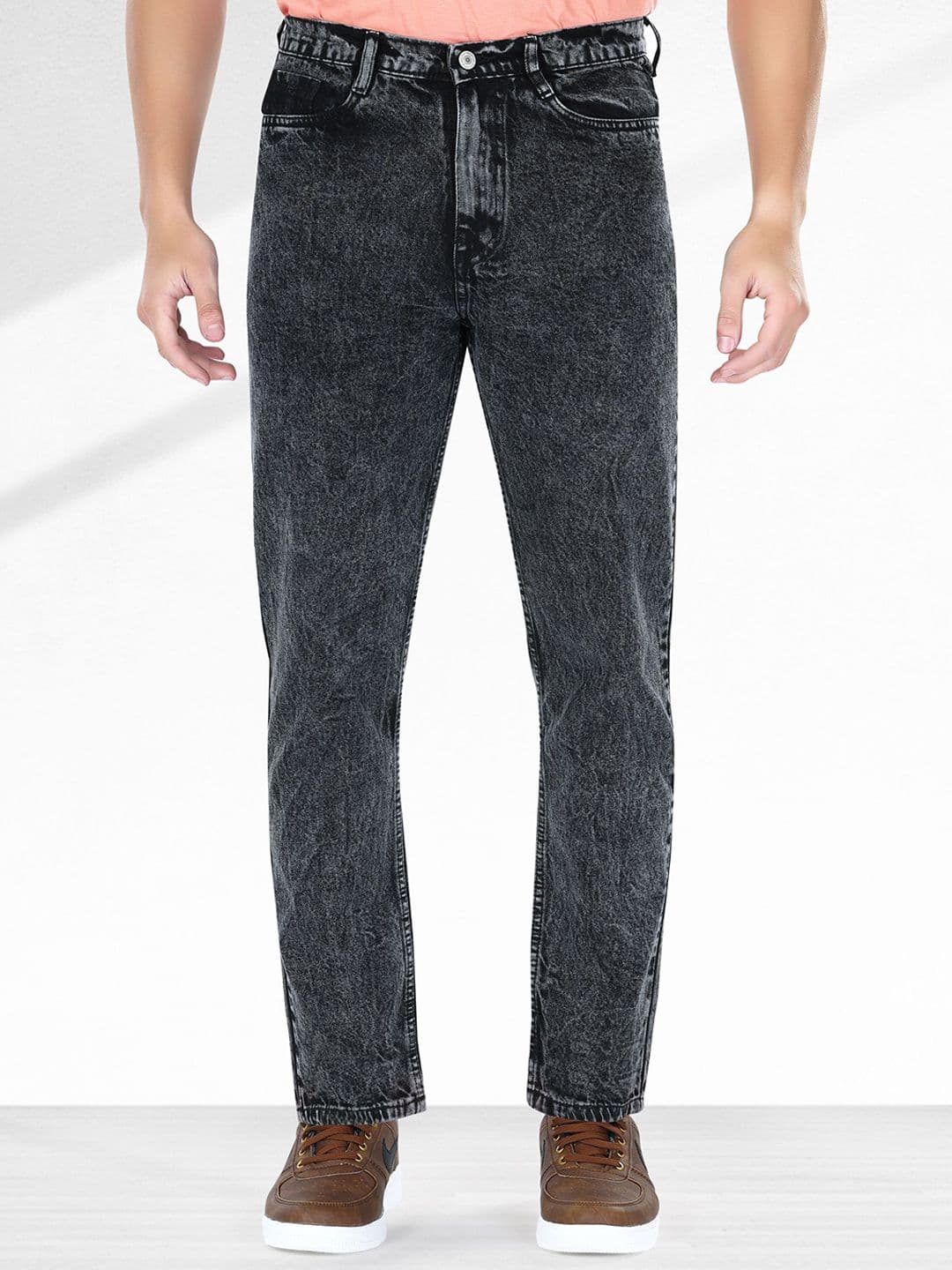 me Queen Men Straight Fit Clean Look Heavy Fade Cotton Jeans - view 1