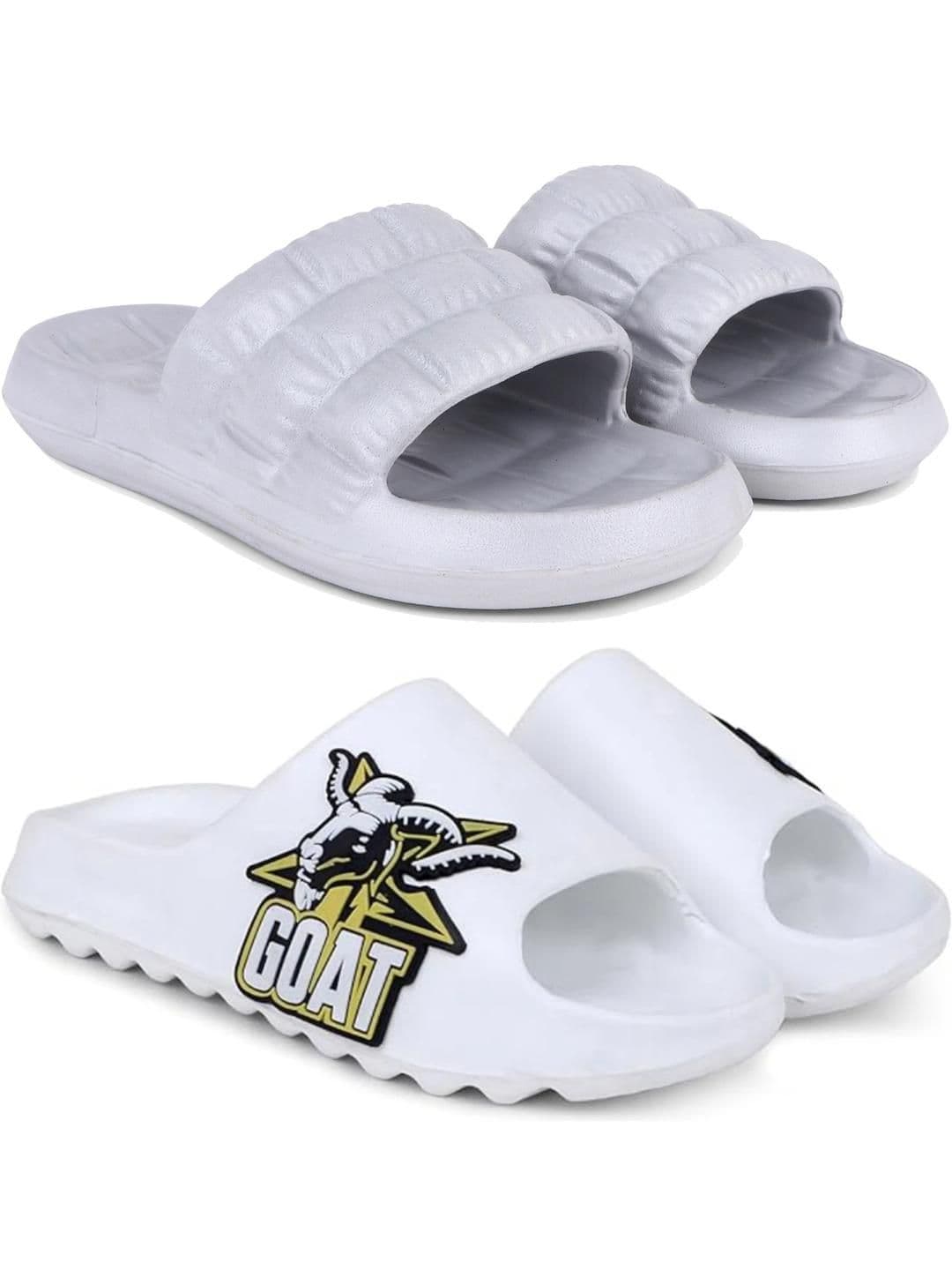 Pampy Angel Men Grey & White Pack of 2 Rubber Sliders - view 1