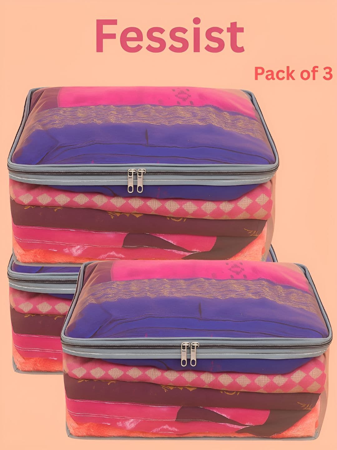 Fessist Ajabh luxeorganize Silver-Toned 3 Pieces Water Resistant Multi-Utility Organisers - view 1