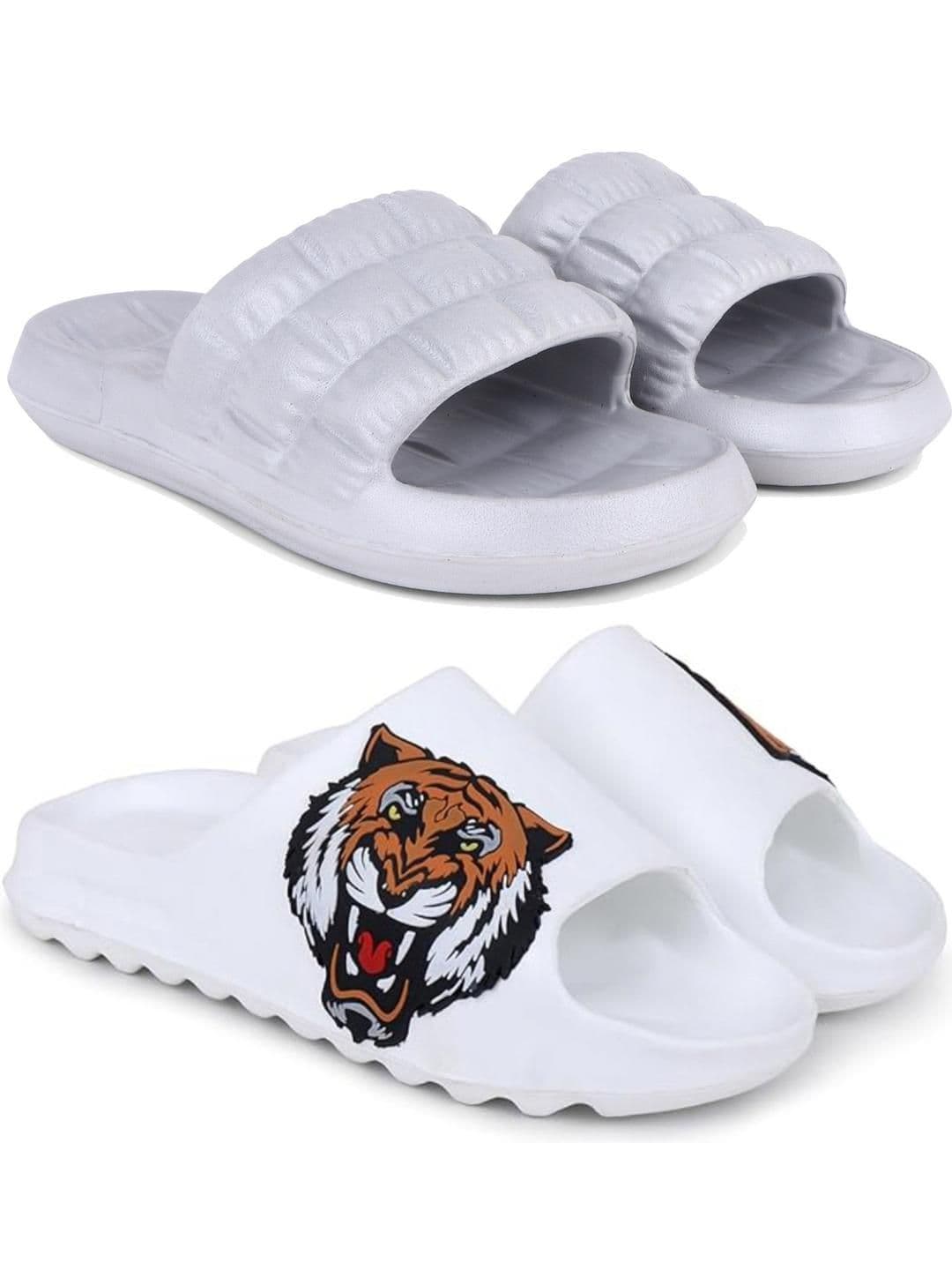 Pampy Angel Men White & Grey Rubber Slip-On - view 1