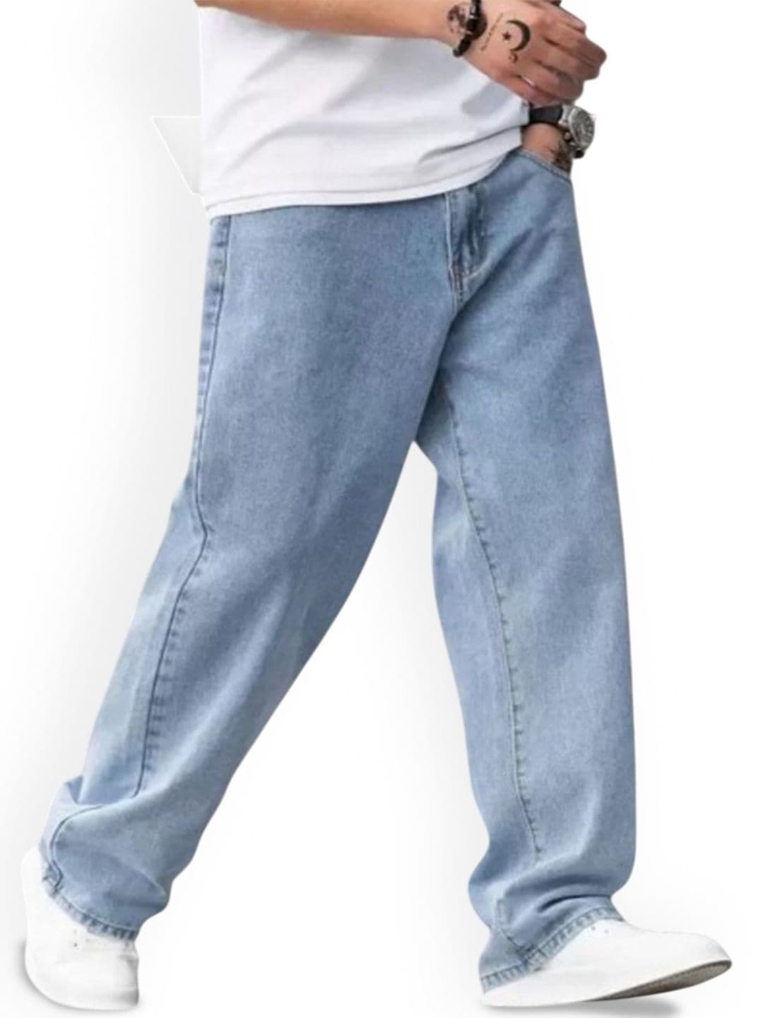 Playfeel Men Jean Straight Fit Mid-Rise Low Distress Heavy Fade Cotton Jeans - view 1