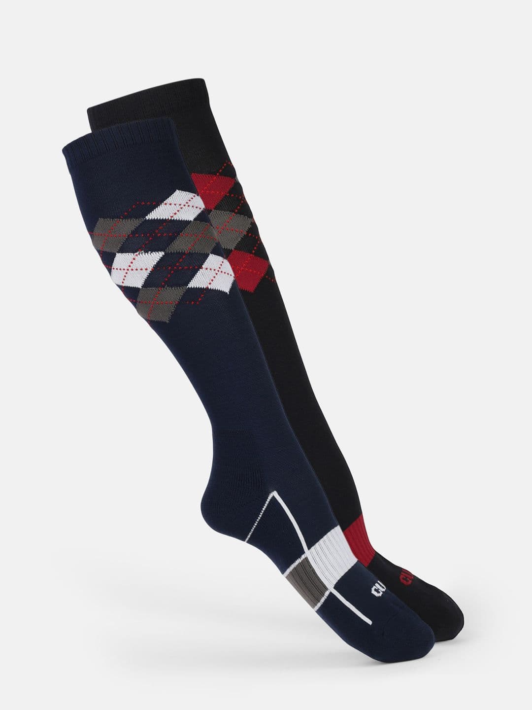 CULT Men Black Pack Of 2 Patterned Knee Length Socks - view 1