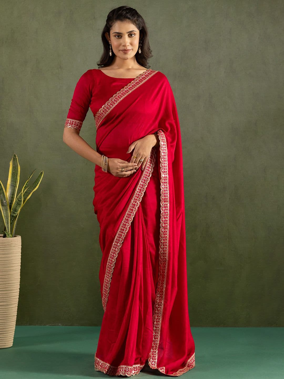 all about you Sequinned Pure Chiffon Ready To Wear Saree - view 1