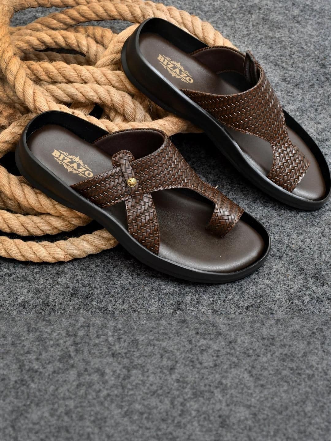 Bizazo Men Brown Flip Flops - view 1