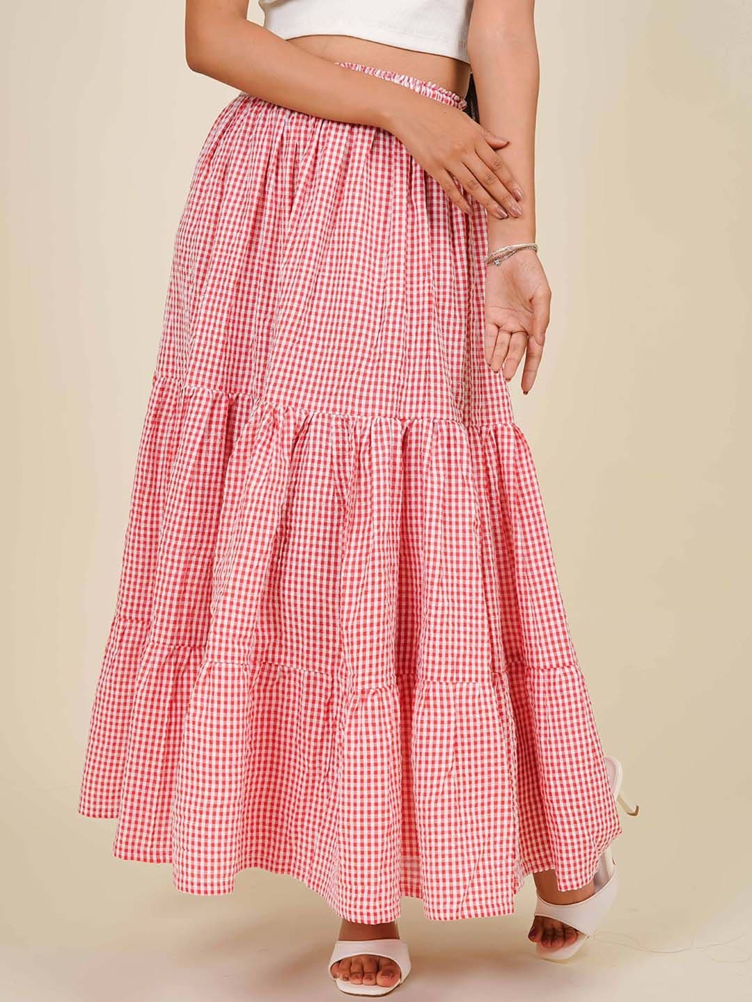 MONOMEE Checked Tiered Maxi Skirt - view 1