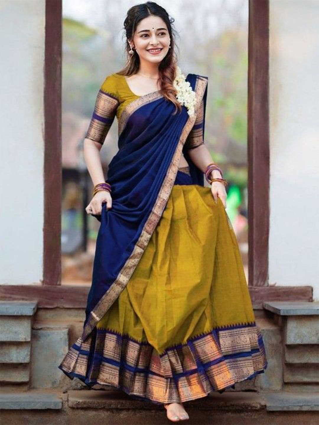 SWAMI STUDIO Semi-Stitched Silk Lehenga & Unstitched Blouse With Dupatta - view 1