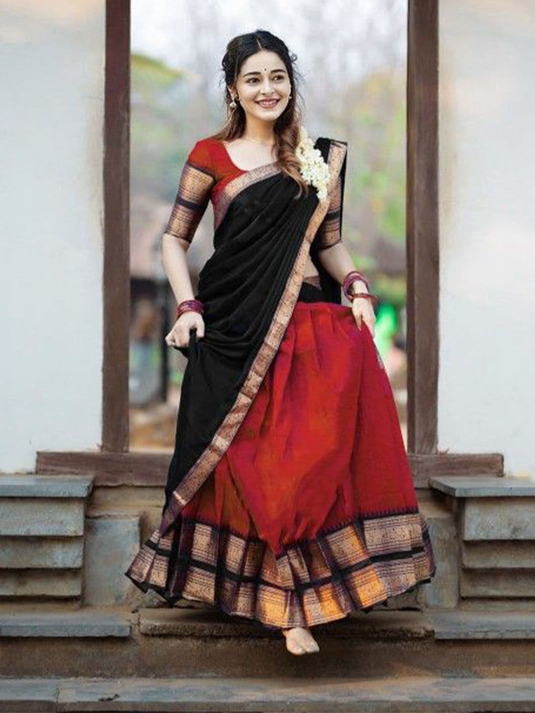 SWAMI STUDIO Semi-Stitched Lehenga & Unstitched Blouse With Dupatta - view 1
