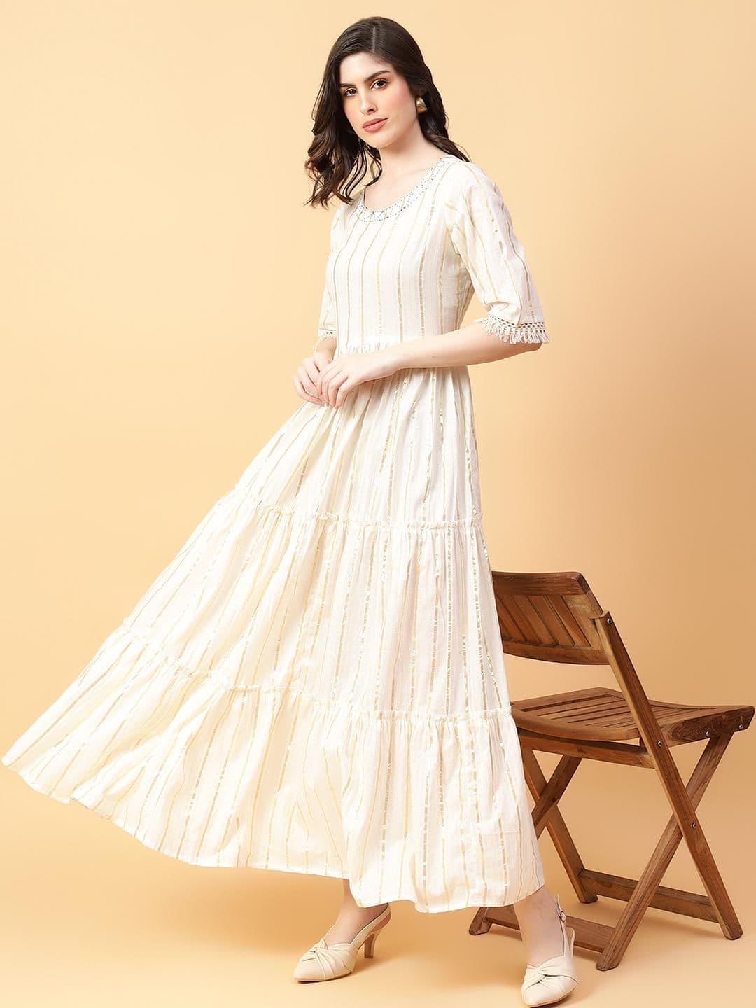 Angkor Women Cream Cotton Kurtas - view 1