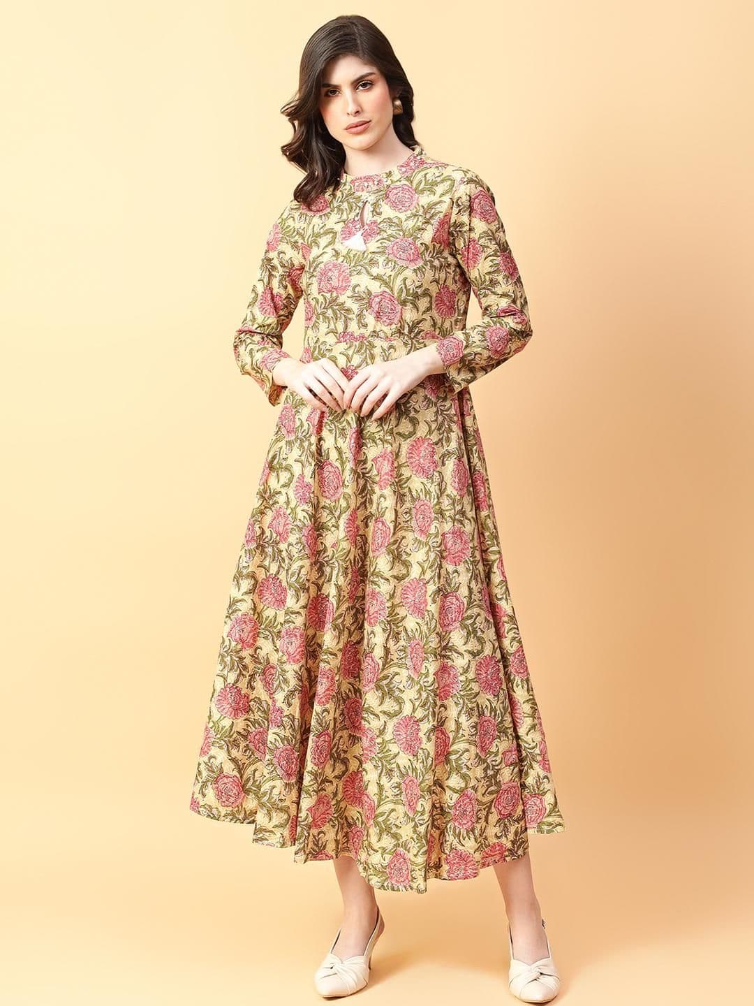 Angkor Women Beige Cotton Kurtas - view 1