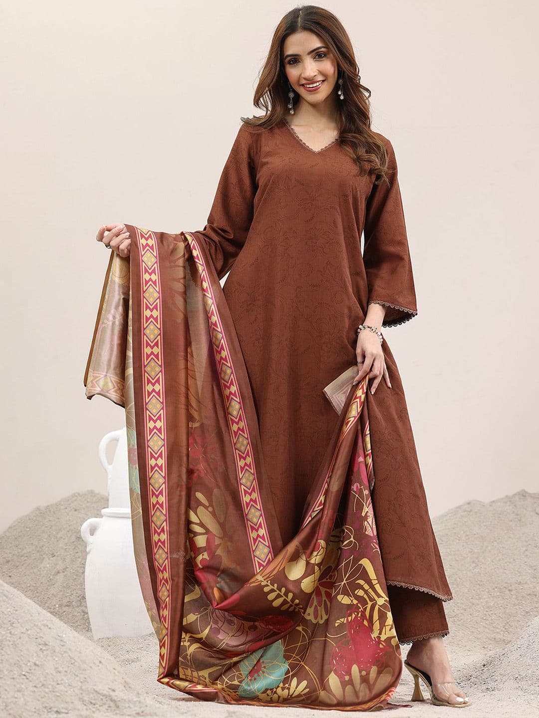 Libas Women Floral Printed Regular Kurta with Trousers & Dupatta - view 1