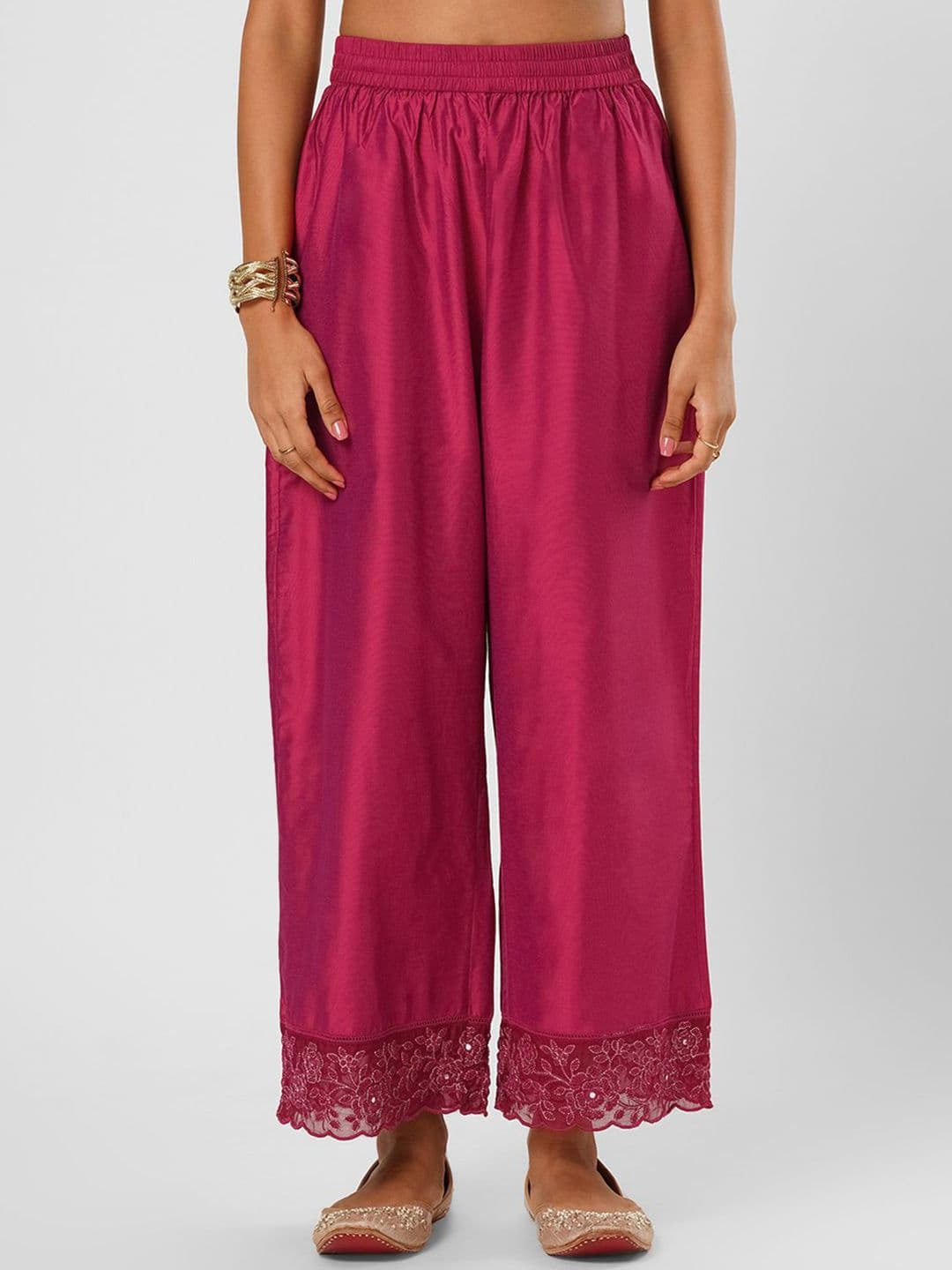 RANGMANCH BY PANTALOONS Women Floral Embroidered Wide Leg Palazzos - view 1
