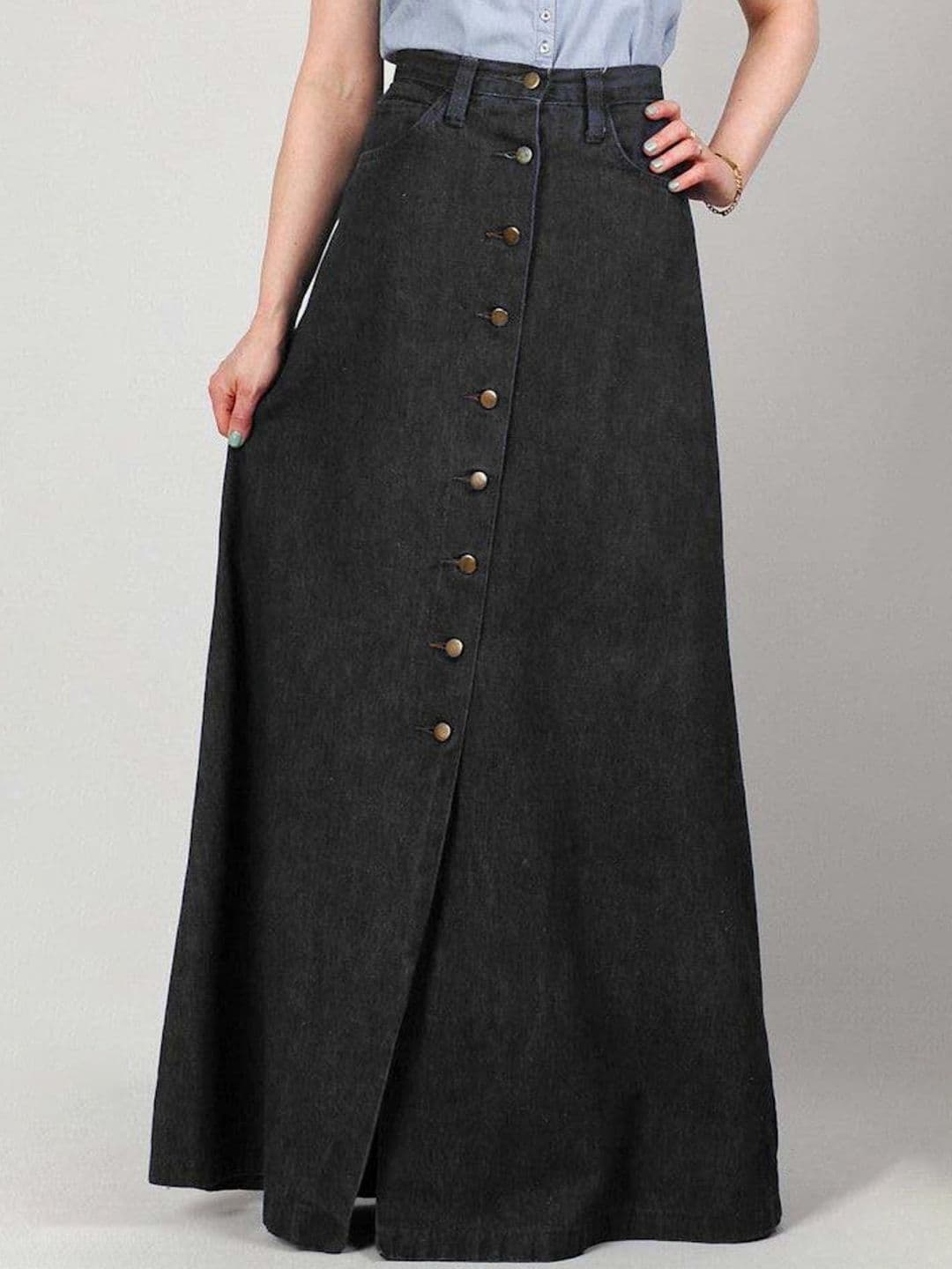 Tripursundari Fashion Denim A-Line Maxi Skirt - view 1