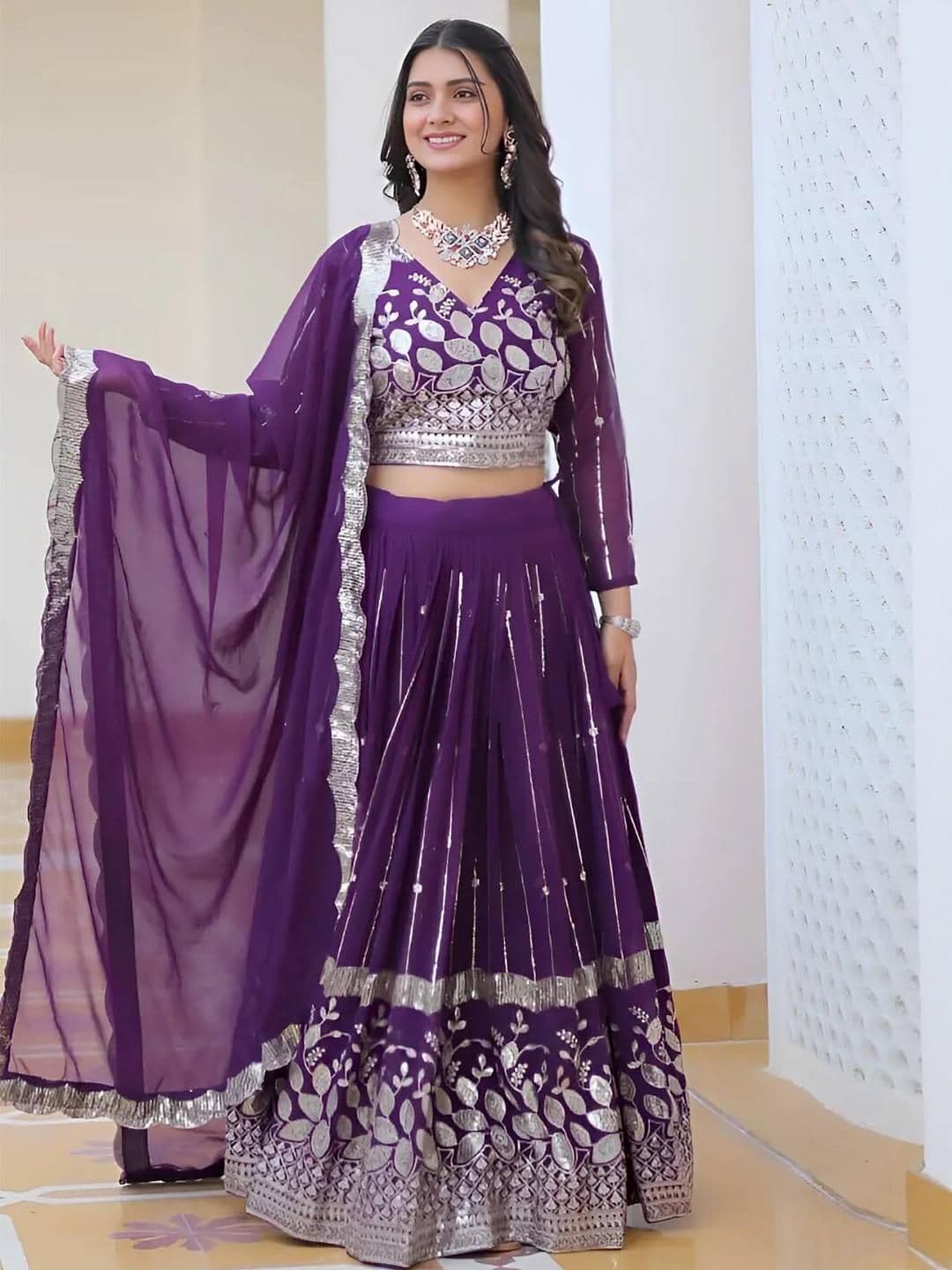 dearthank Women Embroidered Semi-Stitched Lehenga & Unstitched Blouse With Dupatta - view 1