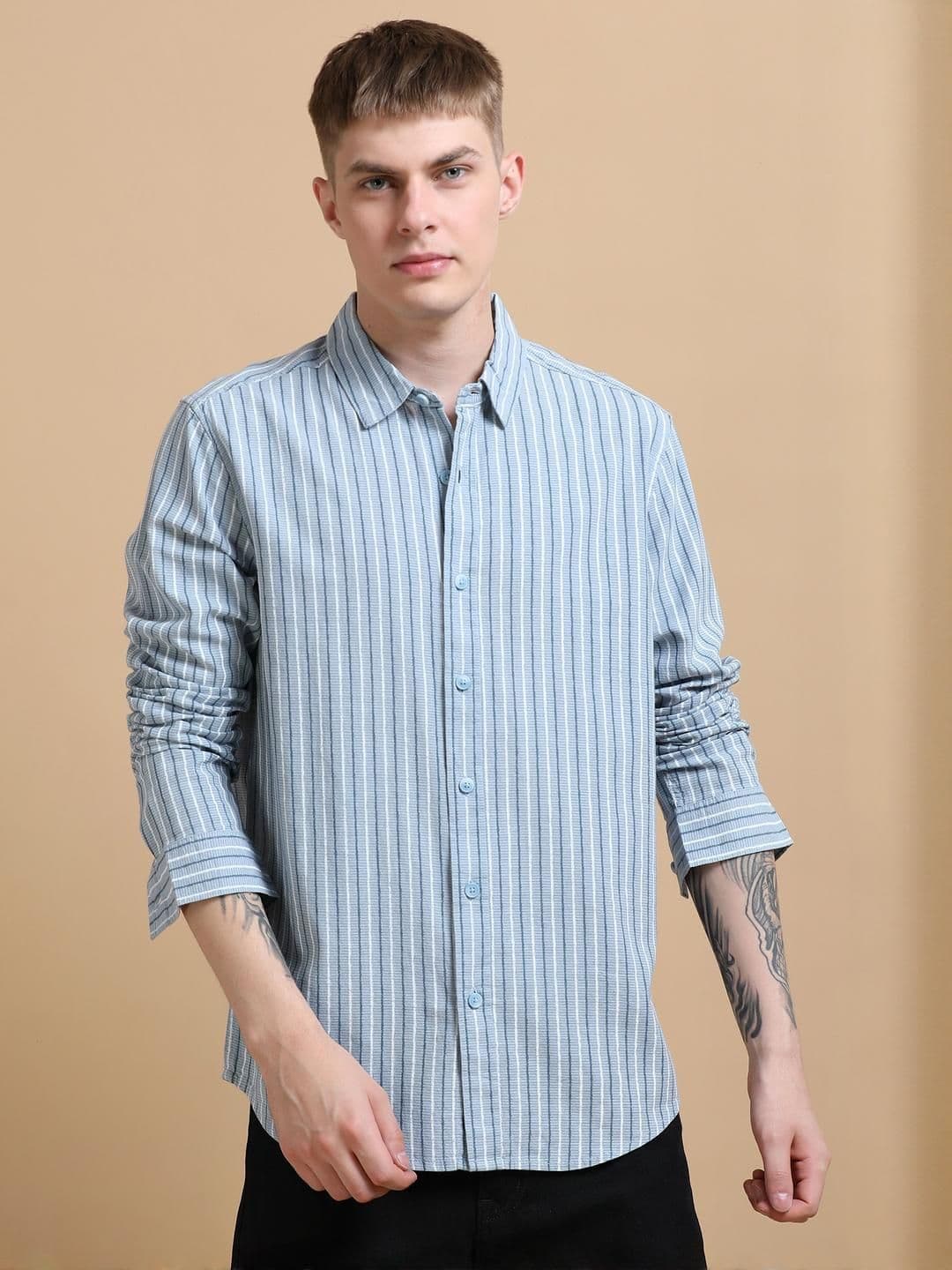 StitchX Men's Full Sleeve Vertical Stripes Shirt - view 1