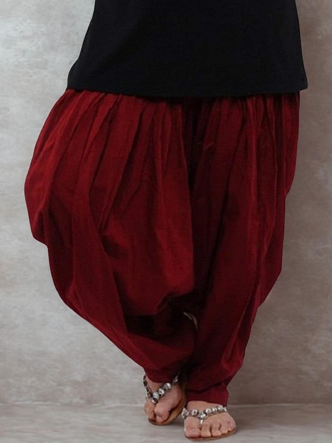 Mytrendzs Maroon Pure Cotton Pleated Patiala Salwar - view 1