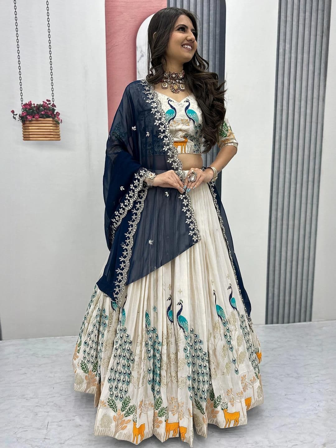 dearthank Women Embroidered Semi-Stitched Lehenga & Unstitched Blouse With Dupatta - view 1