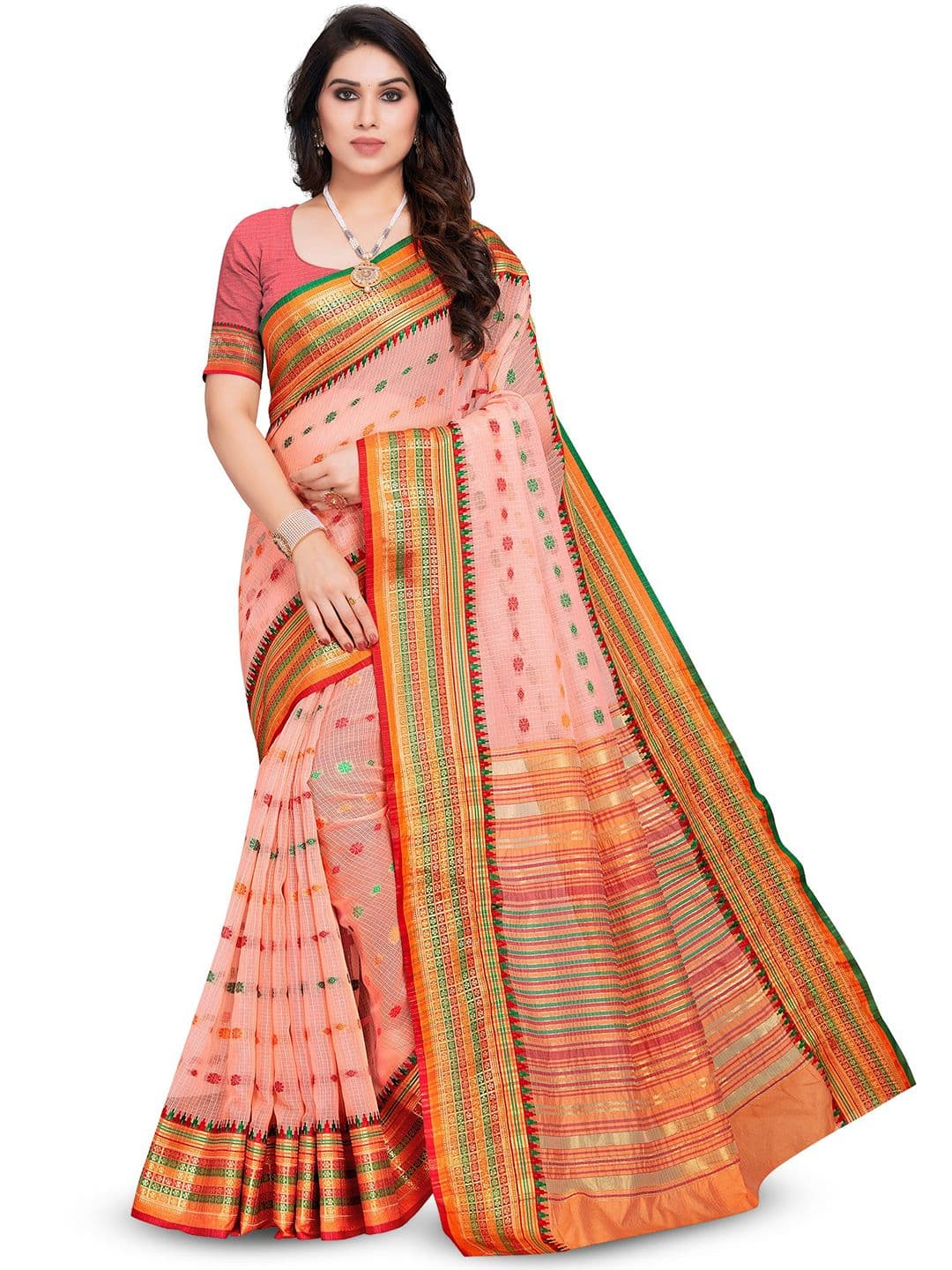 Moda Rapido Ethnic Motifs Woven Design Zari Kota Doria Manipuri Saree - view 1