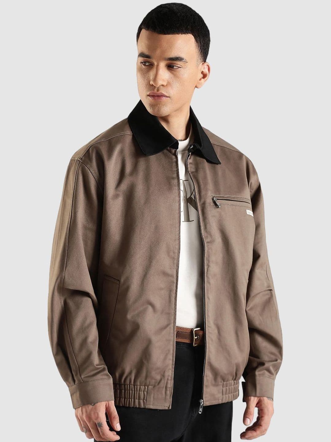 Calvin Klein Jeans Spread Collar Windcheater Biker Pure Cotton Jacket - view 1