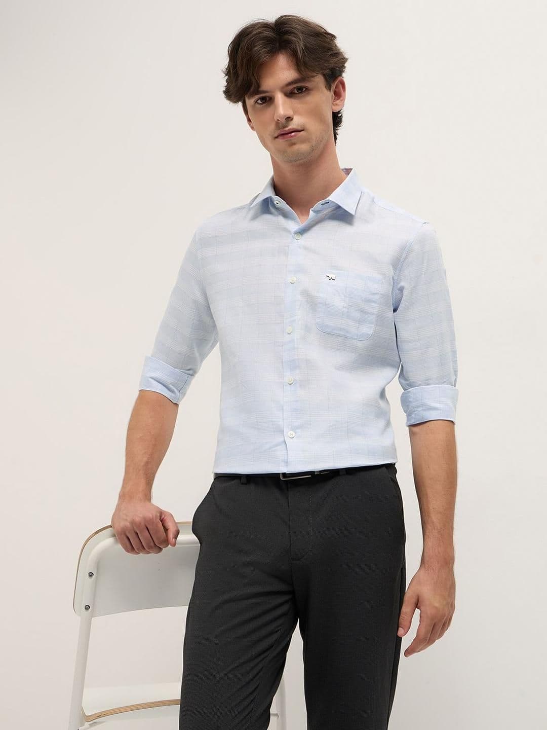 THE BEAR HOUSE Men Tailored Fit Checked Spread Collar Formal Shirt - view 1