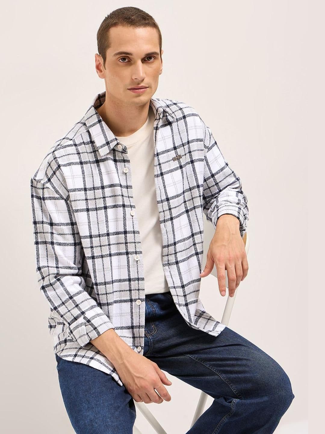 THE BEAR HOUSE Relaxed Fit Checked Long Sleeves Flannel Shirt - view 1