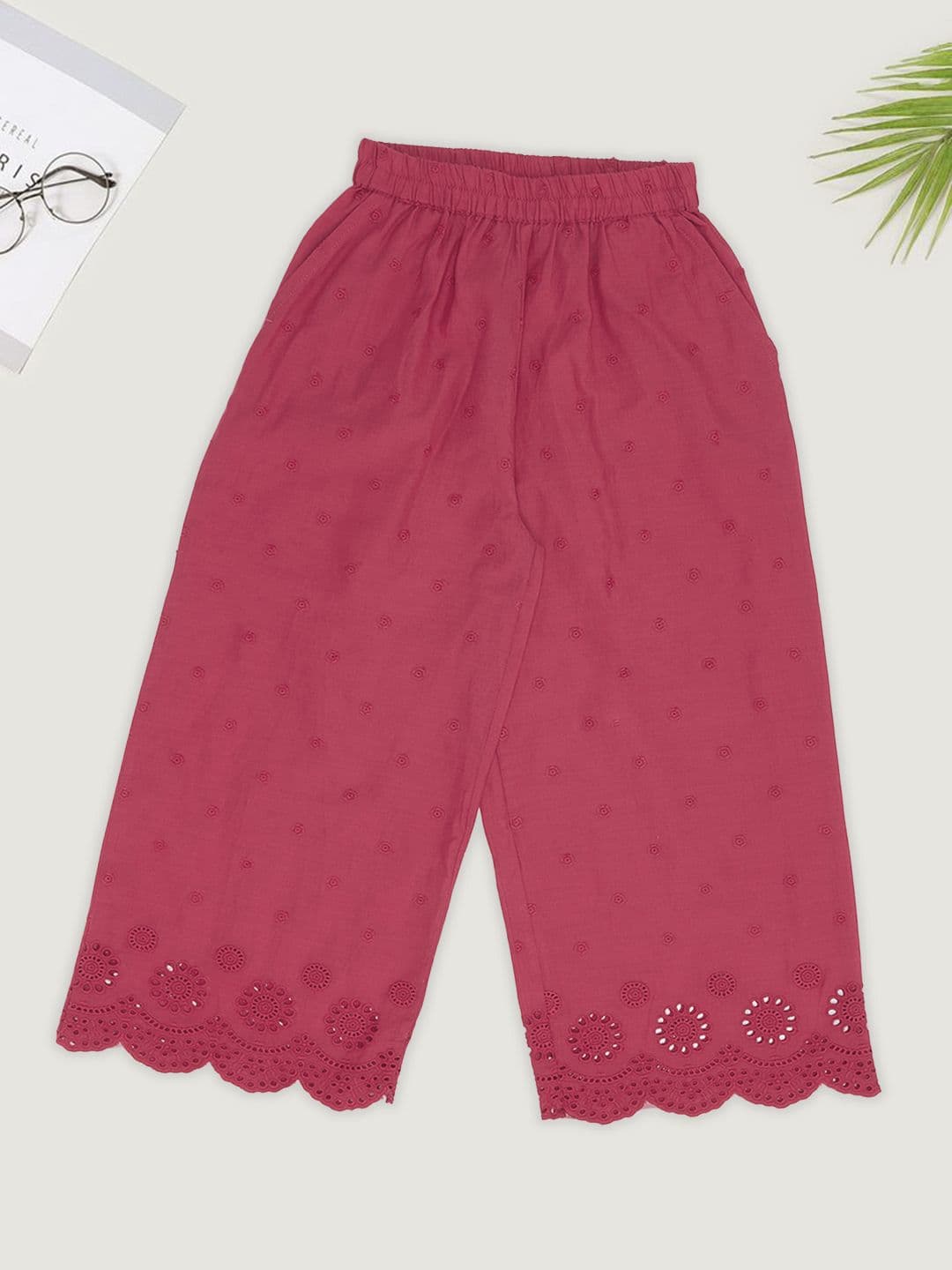 AKKRITI BY PANTALOONS Girls Ethnic Motifs Embroidered Wide Leg Palazzos - view 1