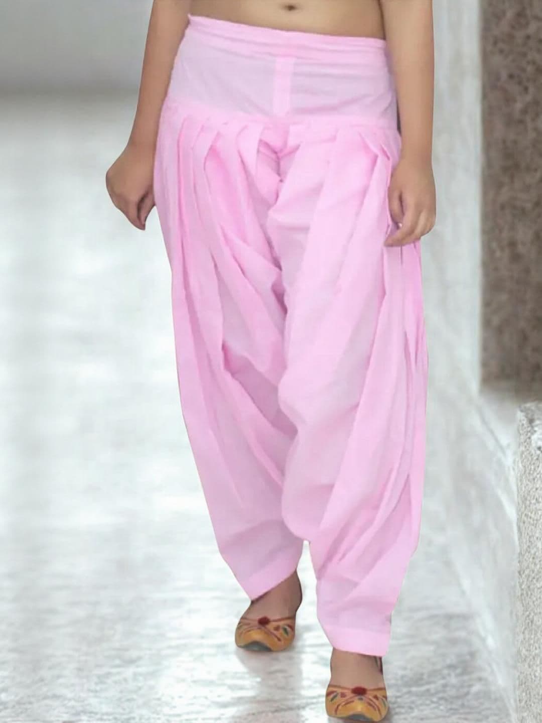 Mytrendzs Baby Pink Pure Cotton Pleated Patiala Salwar - view 1