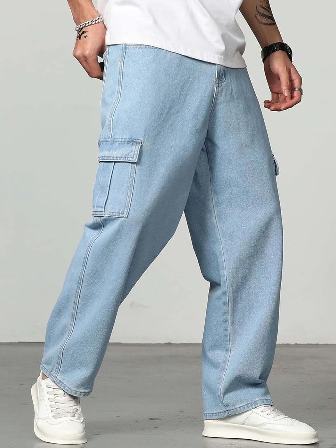 me Queen Men Wide Leg Mid-Rise Clean Look No Fade Jeans - view 1