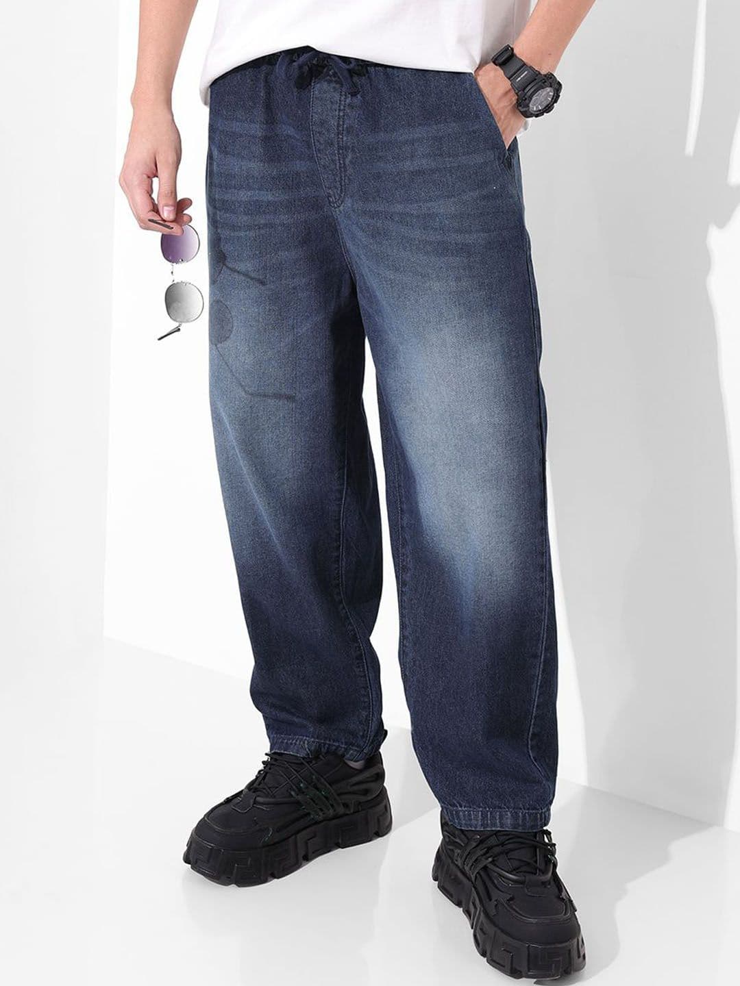 The Indian Garage Co Men Barrel Fit Mid-Rise Clean Look Heavy Fade Jeans - view 1