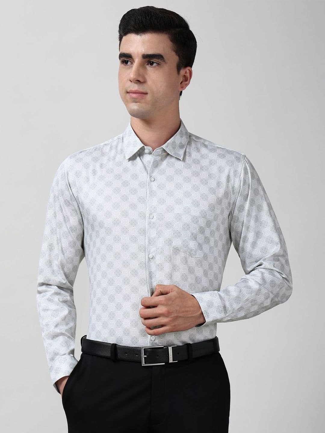 Peter England Slim Fit Floral Printed Long Sleeves Pure Cotton Formal Shirt - view 1