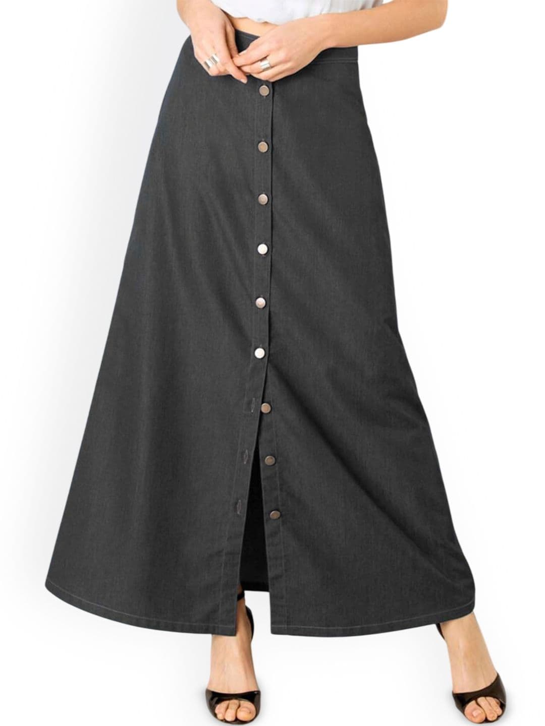 Tripursundari Fashion A-Line Maxi Denim Skirt - view 1