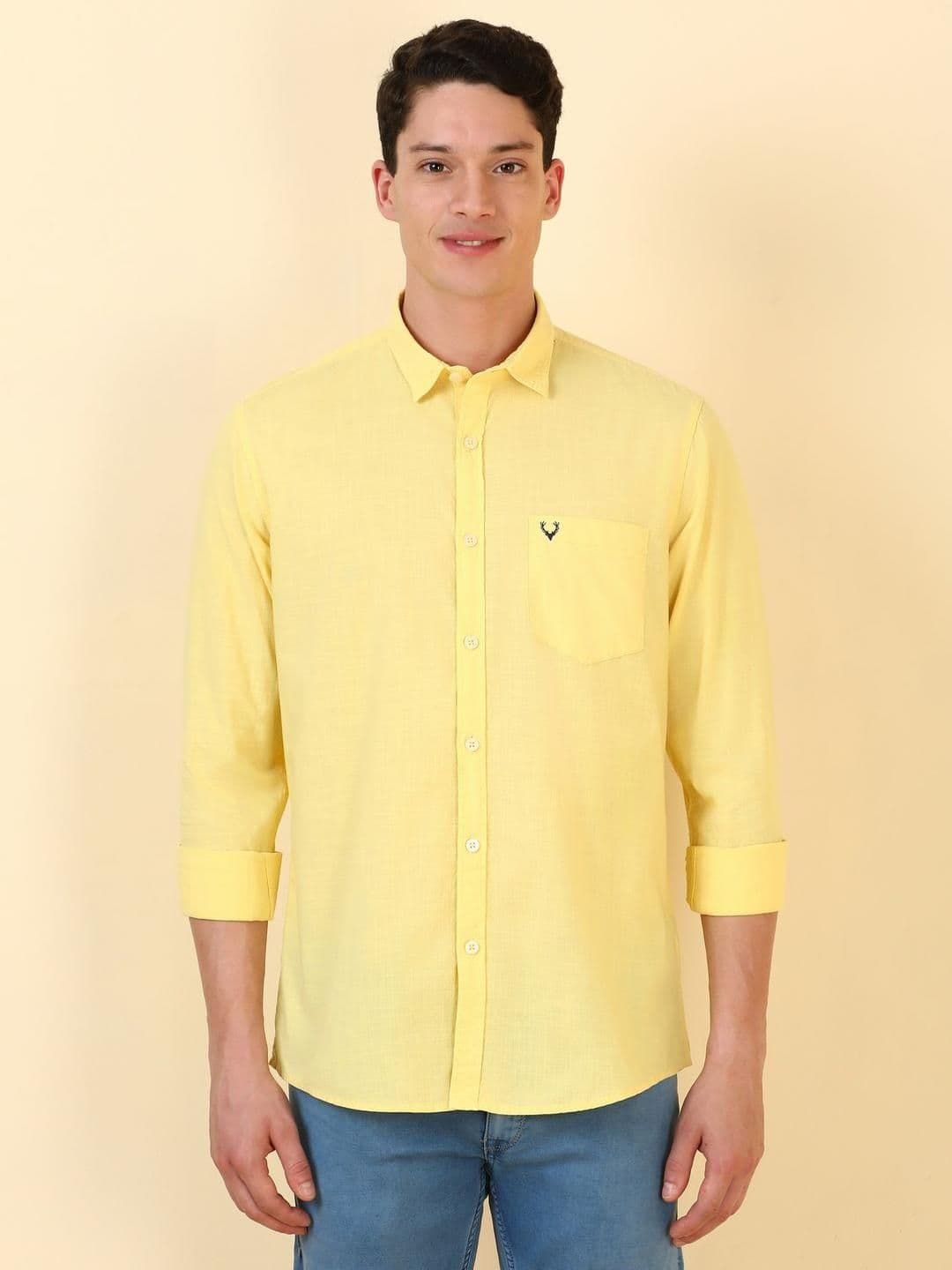 Allen Solly Men Solid Spread Collar Pure Cotton Casual Shirt - view 1