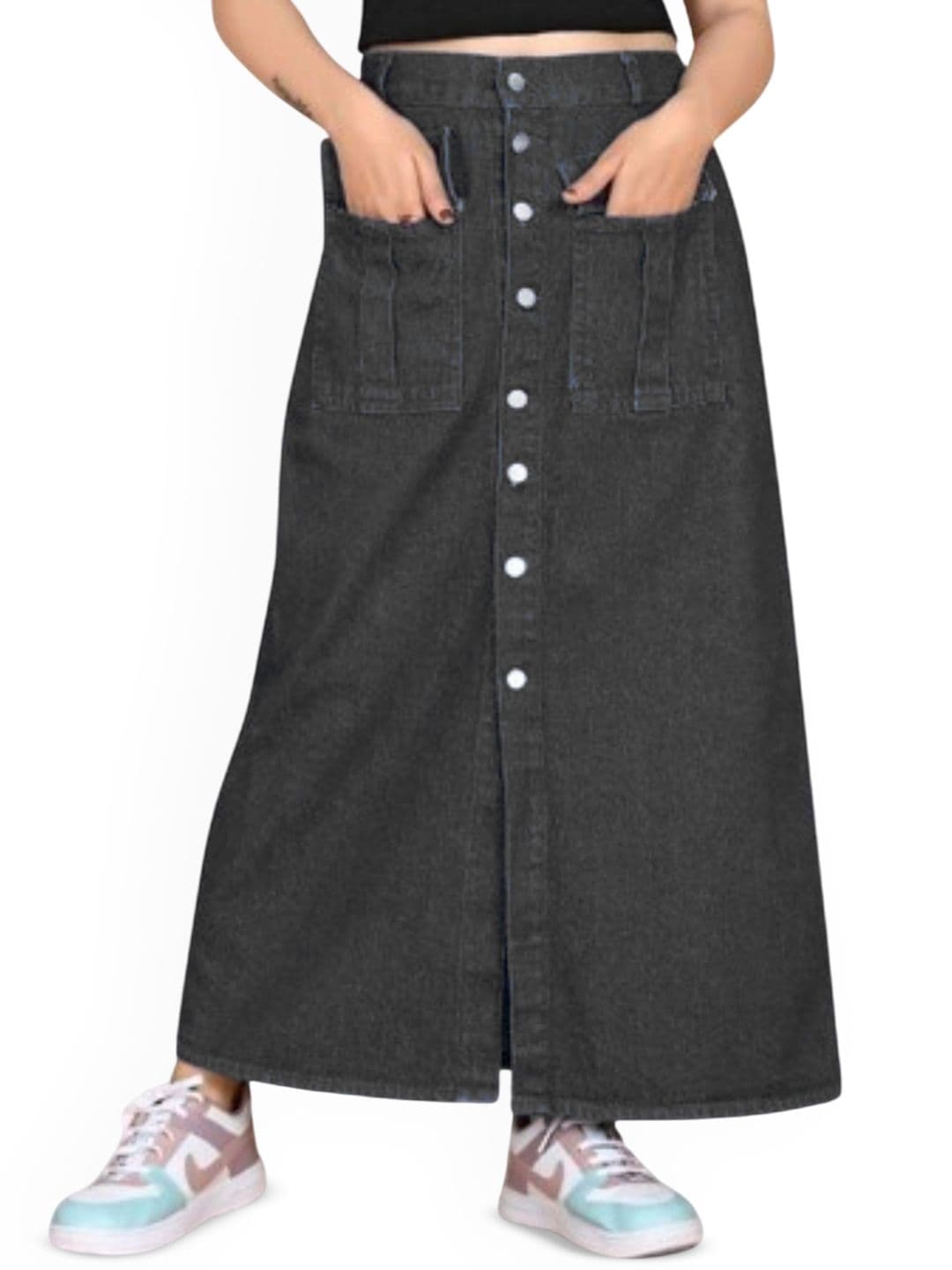 Tripursundari Fashion Denim A-Line Maxi Skirt - view 1
