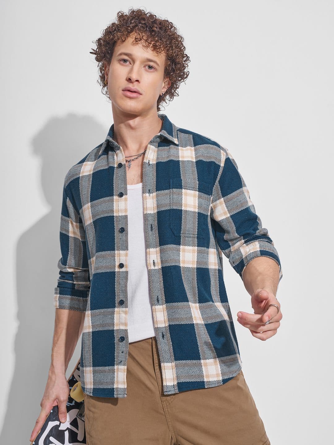 HIGHLANDER Relaxed Fit Checked Textured Dobby Weave Casual Shirt - view 1
