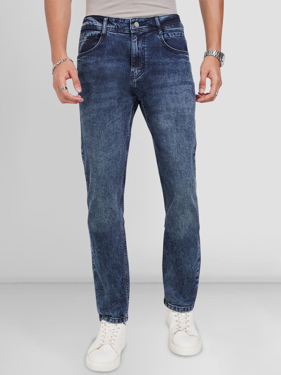 SF JEANS by Pantaloons Men Slim Fit Mid-Rise Heavy Fade Jeans - view 1